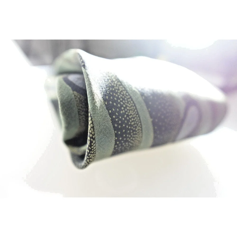 Vintage Karl Lagerfeld Tie Abstract Green Grey Teardrop 100% Silk Art to‎ Wear